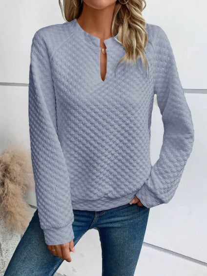 Sweat-shirt Femme Col V Profond - Hoodie Ample Manches Longues Printemps/Automne 2025 SUN N.