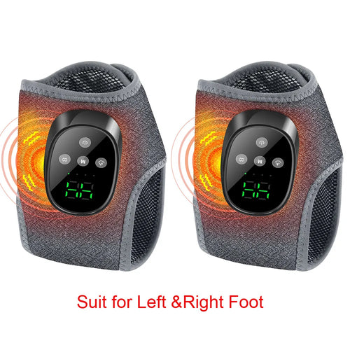 Masseur de cheville chauffant à 4 modes et 4 niveaux d'intensité, enveloppement électrique rechargeable pour les pieds, 1800 mAh, pour la relaxation à domicile SUN N.