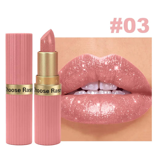 Rouge à Lèvres Velours Mat & Métallique – Rose Nacré Scintillant Longue Durée SUN N.