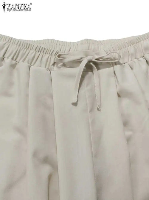 Pantalon Jambes Larges Femme – Coton Vintage Taille Haute SUN N.
