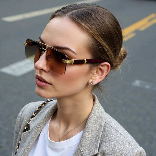 Lunettes de soleil sans monture carrées unisexe – Style vintage luxe, homme et femme SUN N.