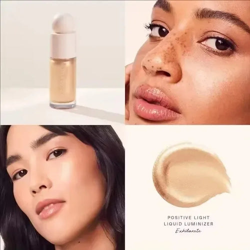 Luminizer & Blush Mat Longue Tenue - Waterproof in a set of four Rare Beauty products on a table.