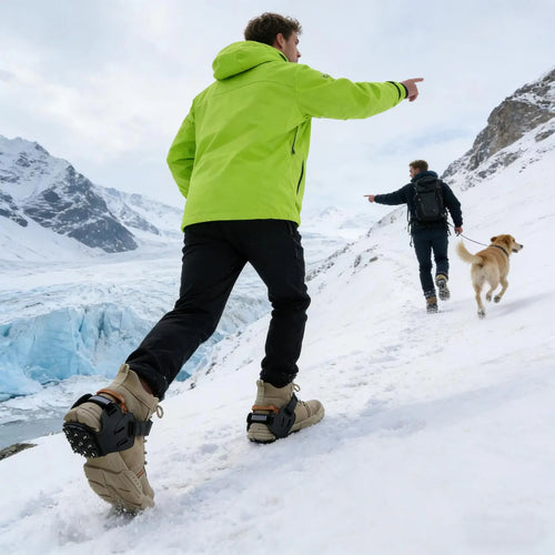 Crampons antidérapants d'extérieur pour chaussures, couvre-bottes d'hiver avec 9 pointes métalliques pour la glace et la neige, antidérapants pour la neige et le glace SUN N.