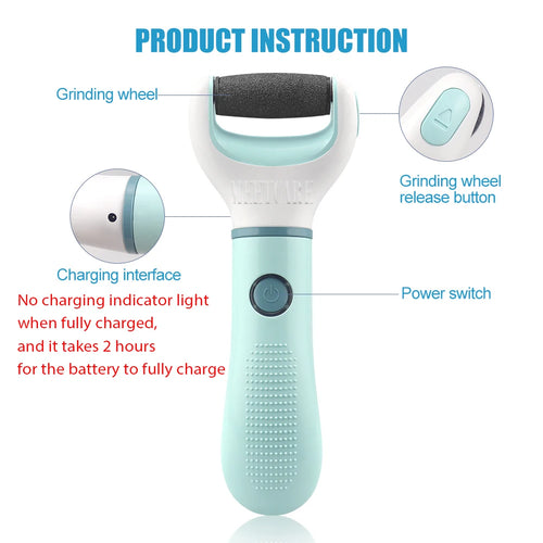 Ponceuse électrique pour pieds, outils de pédicure automatiques, lime à pieds, éliminateur de callosités et peaux mortes, utilisation humide ou sèche, nettoyeur de pieds rechargeable SUN N.