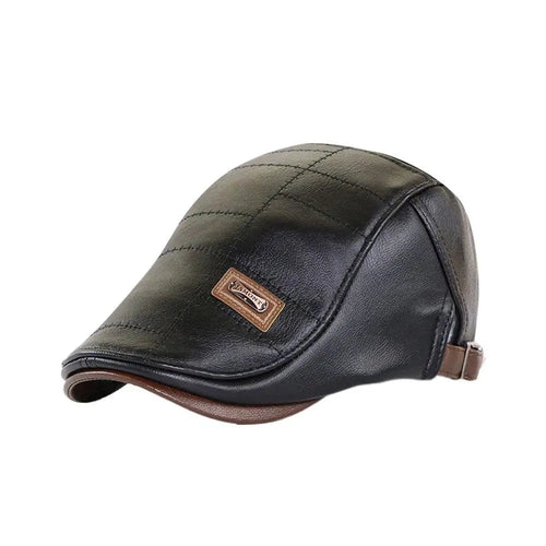 Casquette Plate en Cuir Style Britannique – Newsboy Rétro Décontracté Unisexe SUN N.