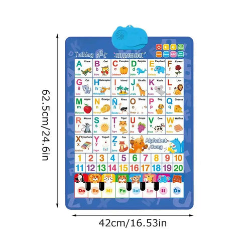 Tableau mural parlant bilingue pour enfants, affiche éducative anglaise et espagnole, jouet interactif avec musique pour l'apprentissage en classe SUN N.