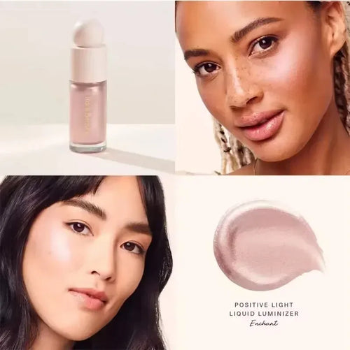 Luminizer & Blush Mat Longue Tenue - Waterproof in a set of four Rare Beauty products on a table.