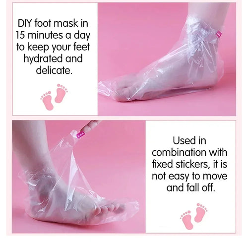Chaussettes hydratantes pour pied de poulet 100 pièces, sacs de pied transparents, pied PE, couvertures de spa, dissolvant de callosités, soins des pieds, outils de pédicure SUN N.