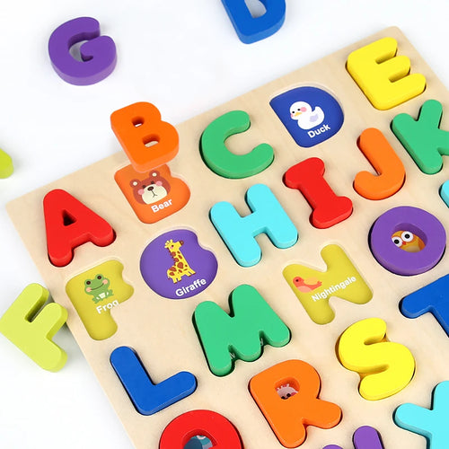 Puzzle en bois Montessori pour enfants-numéro arithmétique alphabétique formes géométriques jeu éducatif jouet pour l'apprentissage préscolaire SUN N.