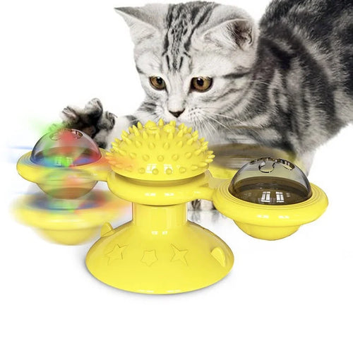 Moulin à vent pour chat, jouet interactif pour animaux de compagnie, Puzzle, jeu pour chat, plateau tournant pour chaton, brosse à dents, fournitures pour animaux de compagnie SUN N.