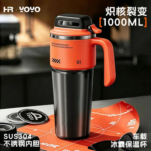 1 liter insulated water bottle with straw