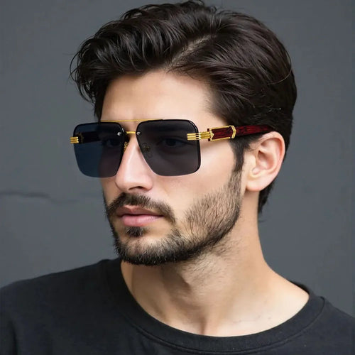 Lunettes de soleil sans monture carrées unisexe – Style vintage luxe, homme et femme SUN N.