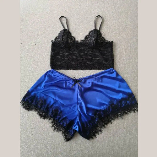 Lace Pajama Set Women 2 Piece Sexy Bralette and Shorts Plus Size