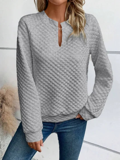 Sweat-shirt Femme Col V Profond - Hoodie Ample Manches Longues Printemps/Automne 2025 SUN N.