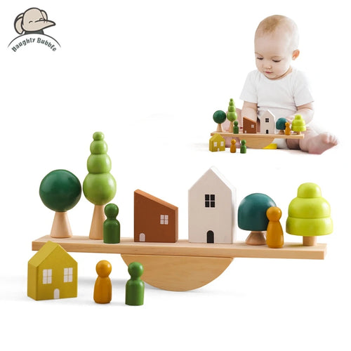 Jouet à Empiler Montessori en Bois – Blocs Sensoriels Forêt Bébé SUN N.