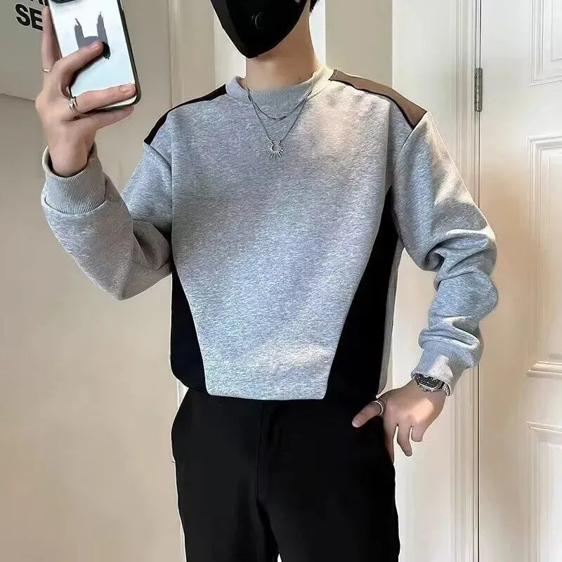 Sweatshirt Homme Épissé Col Rond - Hoodie Manches Longues Tendance Printemps/Automne SUN N.