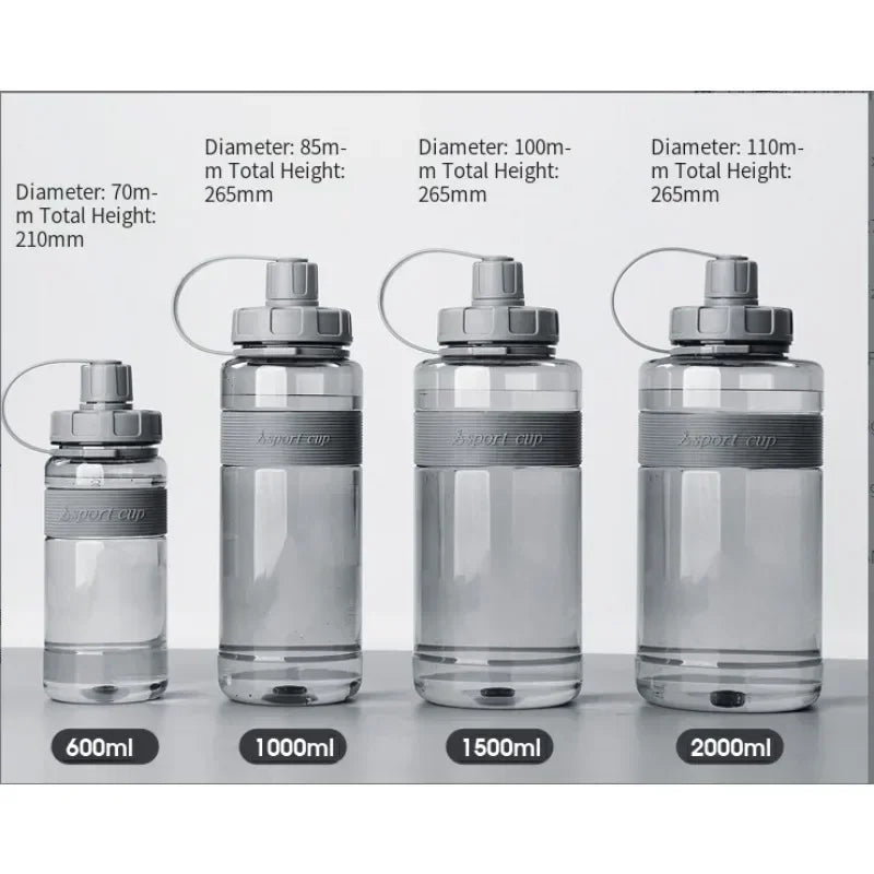 Bouteille d'eau Grande Capacité avec Paille - 2L/1.5L/1L/0.6L Sport Fitness