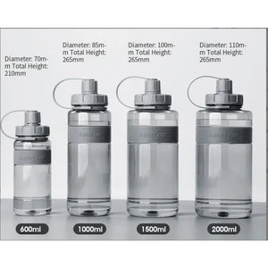 Bouteille d'eau Grande Capacité avec Paille - 2L/1.5L/1L/0.6L Sport Fitness