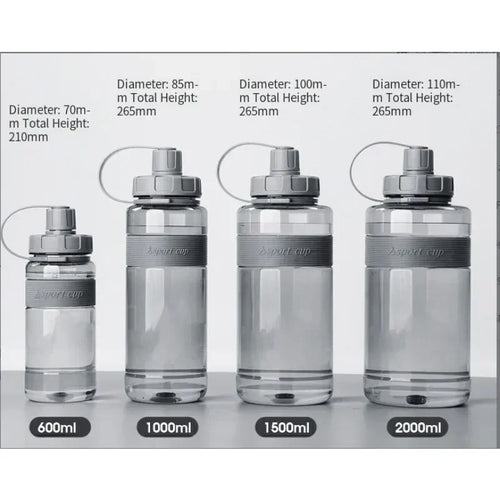 Bouteille d'eau Grande Capacité avec Paille - 2L/1.5L/1L/0.6L Sport Fitness