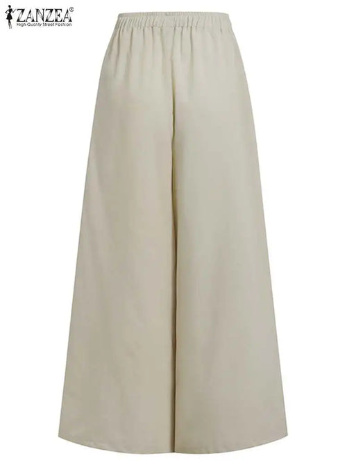 Pantalon Jambes Larges Femme – Coton Vintage Taille Haute SUN N.