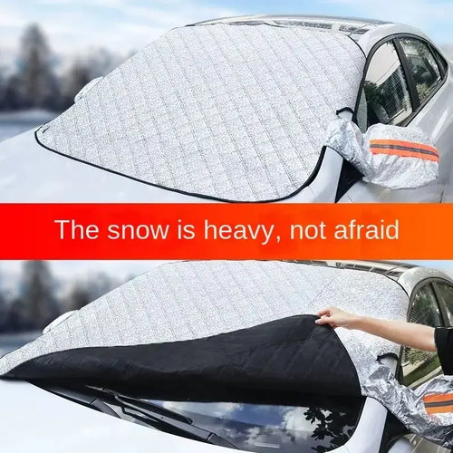 Pare-Neige Pare-Brise Voiture installé sur une voiture pour protection anti-gel.