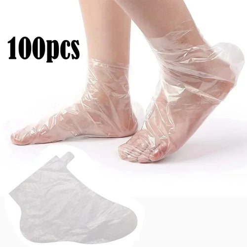 Chaussettes hydratantes pour pied de poulet 100 pièces, sacs de pied transparents, pied PE, couvertures de spa, dissolvant de callosités, soins des pieds, outils de pédicure SUN N.