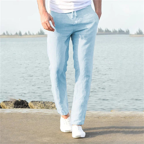 Pantalon Coton Lin Homme, respirant, couleur unie, fitness, streetwear, nouvelle collection printemps-été S-3XL SUN N.