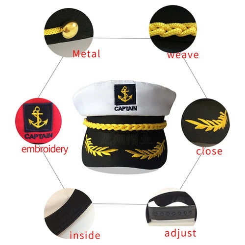 Chapeau de capitaine de yacht pour adulte, réglable, pour hommes et femmes, idéal pour les fêtes, les bals costumés et les événements, accessoires élégants et de qualité supérieure SUN N.