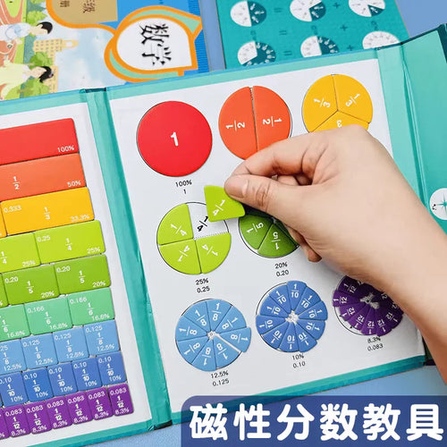 Puzzles magnétiques de fractions pour la maîtrise des mathématiques, éveil Montessori avec aide pédagogique amusante pour l'arithmétique, éducatif et cognitif SUN N.