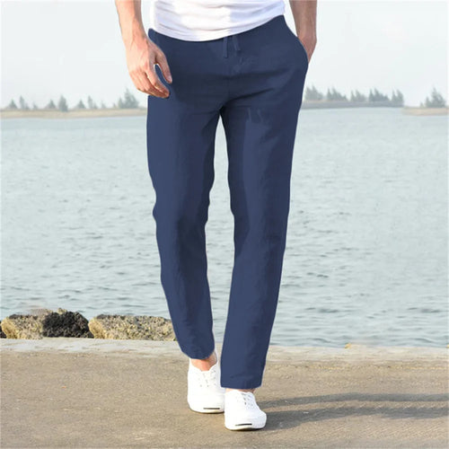 Pantalon Coton Lin Homme, respirant, couleur unie, fitness, streetwear, nouvelle collection printemps-été S-3XL SUN N.