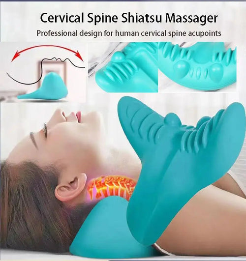 Appareil de traction cervicale - Étireur de cou et épaules - Oreiller de massage chiropratique pour soulagement douleur et alignement de la colonne SUN N.