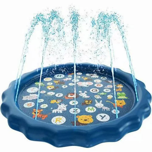 Tapis d’Arrosage Gonflable 100 cm avec motifs animaliers, parfait pour s'amuser en été.