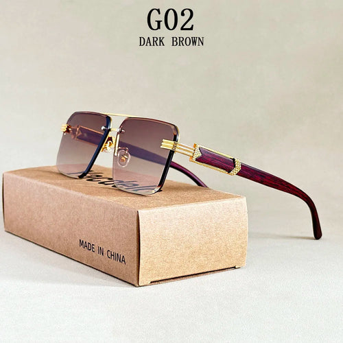 Lunettes de soleil sans monture carrées unisexe – Style vintage luxe, homme et femme SUN N.