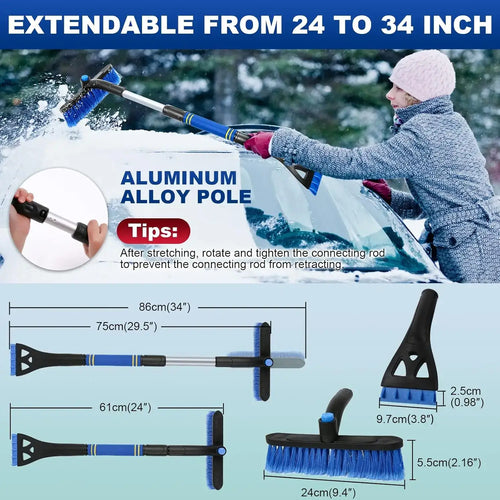 Pelle à Neige 2-en-1 avec Grattoir à Glace – Outil compact d'hiver avec pelle et grattoir, idéal pour votre voiture.