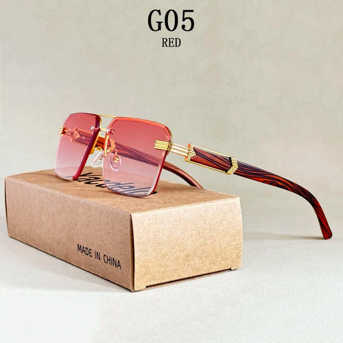 Lunettes de soleil sans monture carrées unisexe – Style vintage luxe, homme et femme SUN N.