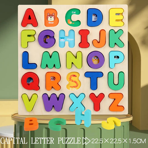 Puzzle en bois Montessori pour enfants-numéro arithmétique alphabétique formes géométriques jeu éducatif jouet pour l'apprentissage préscolaire SUN N.