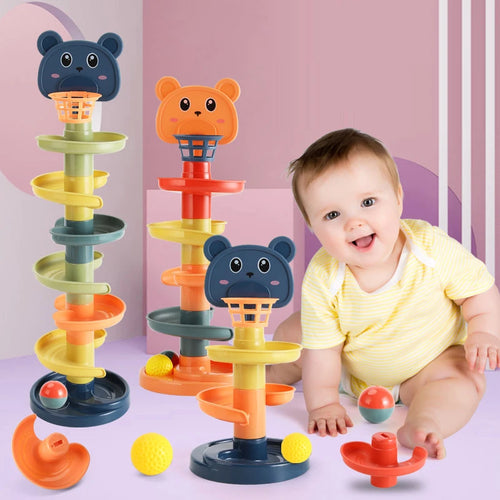 Jeu de développement de balle roulante Montessori, jouet éducatif pour bébé, jouets empilables d'activité Montessori pour bébés de 1 2 3 ans SUN N.