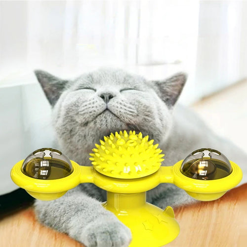 Moulin à vent pour chat, jouet interactif pour animaux de compagnie, Puzzle, jeu pour chat, plateau tournant pour chaton, brosse à dents, fournitures pour animaux de compagnie SUN N.
