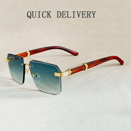 Lunettes de soleil sans monture carrées unisexe – Style vintage luxe, homme et femme SUN N.