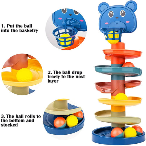 Jeu de développement de balle roulante Montessori, jouet éducatif pour bébé, jouets empilables d'activité Montessori pour bébés de 1 2 3 ans SUN N.
