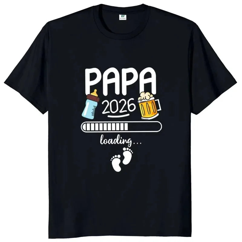 T-shirt homme Harajuku avec un design amusant pour les futurs papas, incluant bouteille, bière et empreintes de pieds.