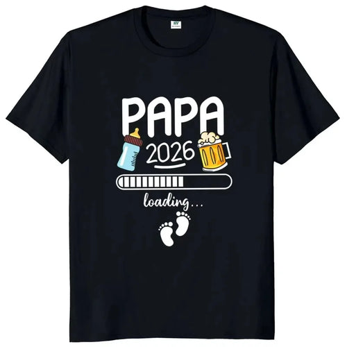 T-shirt homme Harajuku avec un design amusant pour les futurs papas, incluant bouteille, bière et empreintes de pieds.