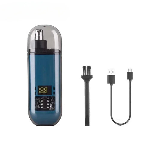 Nose hair trimmer for men with USB C fast charging, featuring precision blades for easy grooming.