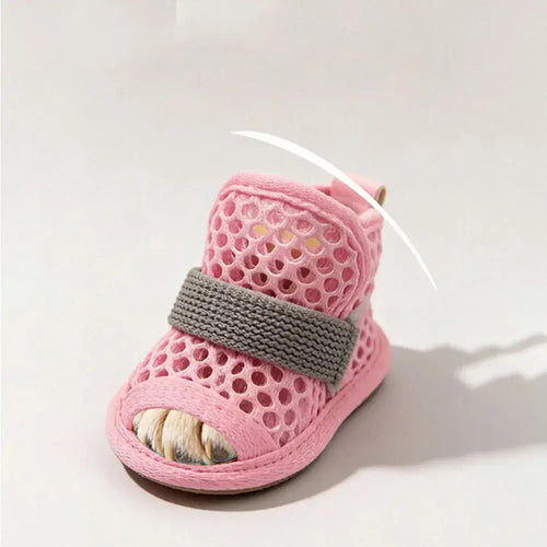 Sandales en maille pour chien fournissant confort et fraîcheur, antidérapantes et légères, idéales pour l'été.