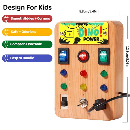 Tableau d'activités Montessori avec 8 interrupteurs à LED, jouet sensoriel, jouet de voyage, adapté aux nourrissons et aux tout-petits de 1 an et plus. SUN N.
