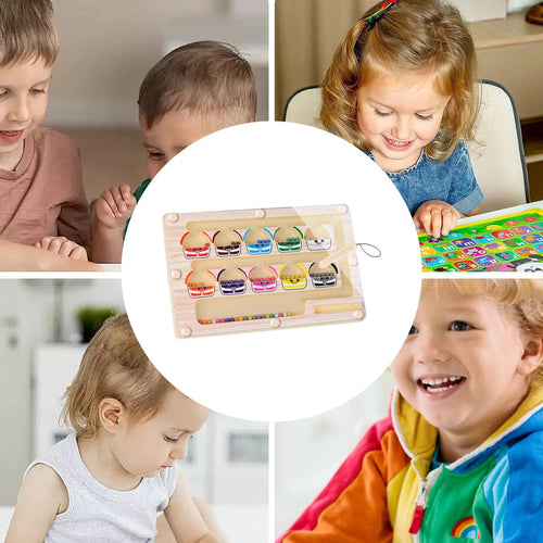Labyrinthe de tri de couleurs magnétiques Montessori, jouets de labyrinthe de chiffres, Puzzle en bois, planche d'activité, jouets à motricité Fine pour les tout-petits, garçons et filles SUN N.
