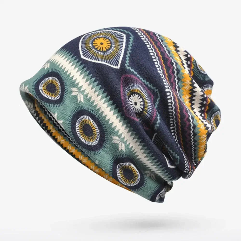 Bonnet Tricot Unisexe avec motifs colorés, style streetwear, doux et élastique, parfait pour le printemps.