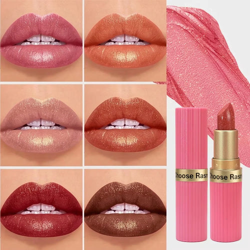 Rouge à Lèvres Velours Mat & Métallique – Rose Nacré Scintillant Longue Durée SUN N.