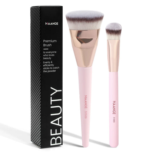Set 2 pinceaux maquillage – Fond de teint plat, contour angle sous les yeux, crème liquide SUN N.