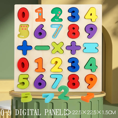 Puzzle en bois Montessori pour enfants-numéro arithmétique alphabétique formes géométriques jeu éducatif jouet pour l'apprentissage préscolaire SUN N.